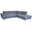 ECKSOFA in Webstoff Blau  - Blau/Silberfarben, Design, Textil/Metall (257/226cm) - Xora