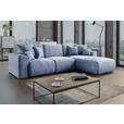 ECKSOFA in Samt Hellblau  - Chromfarben/Hellblau, KONVENTIONELL, Kunststoff/Textil (293/195cm) - Carryhome