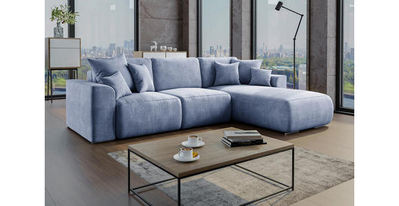 ECKSOFA in Samt Hellblau  - Chromfarben/Hellblau, KONVENTIONELL, Kunststoff/Textil (293/195cm) - Carryhome