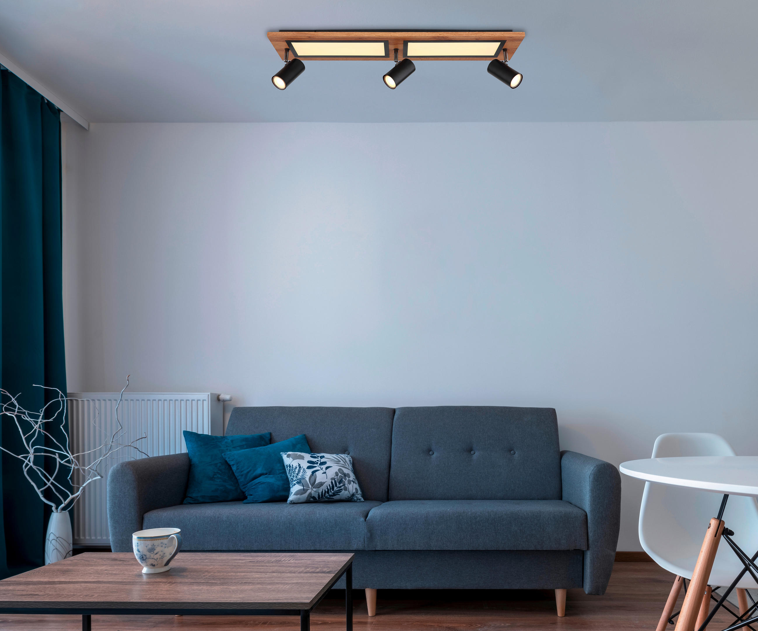 STROPNÍ LED SVÍTIDLO, 80/20/18 cm - černá/opál, Design, kov/kompozitní dřevo (80/20/18cm) - Globo