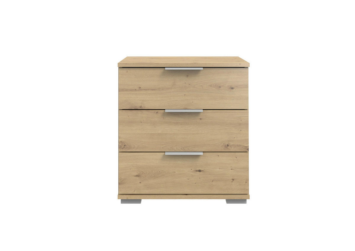 NOĆNI ORMARIĆ boje hrasta   - boje hrasta/boje kroma, Moderno, drvni materijal/metal (52/58/38cm) - Carryhome