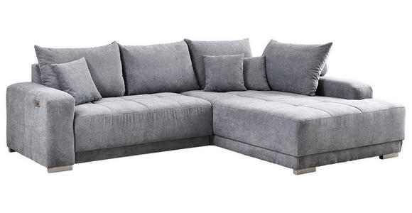 Wohnlandschaft inkl.Funktionen Hellgrau - Silberfarben/Hellgrau, KONVENTIONELL, Holz/Textil (294/195cm) - Cantus