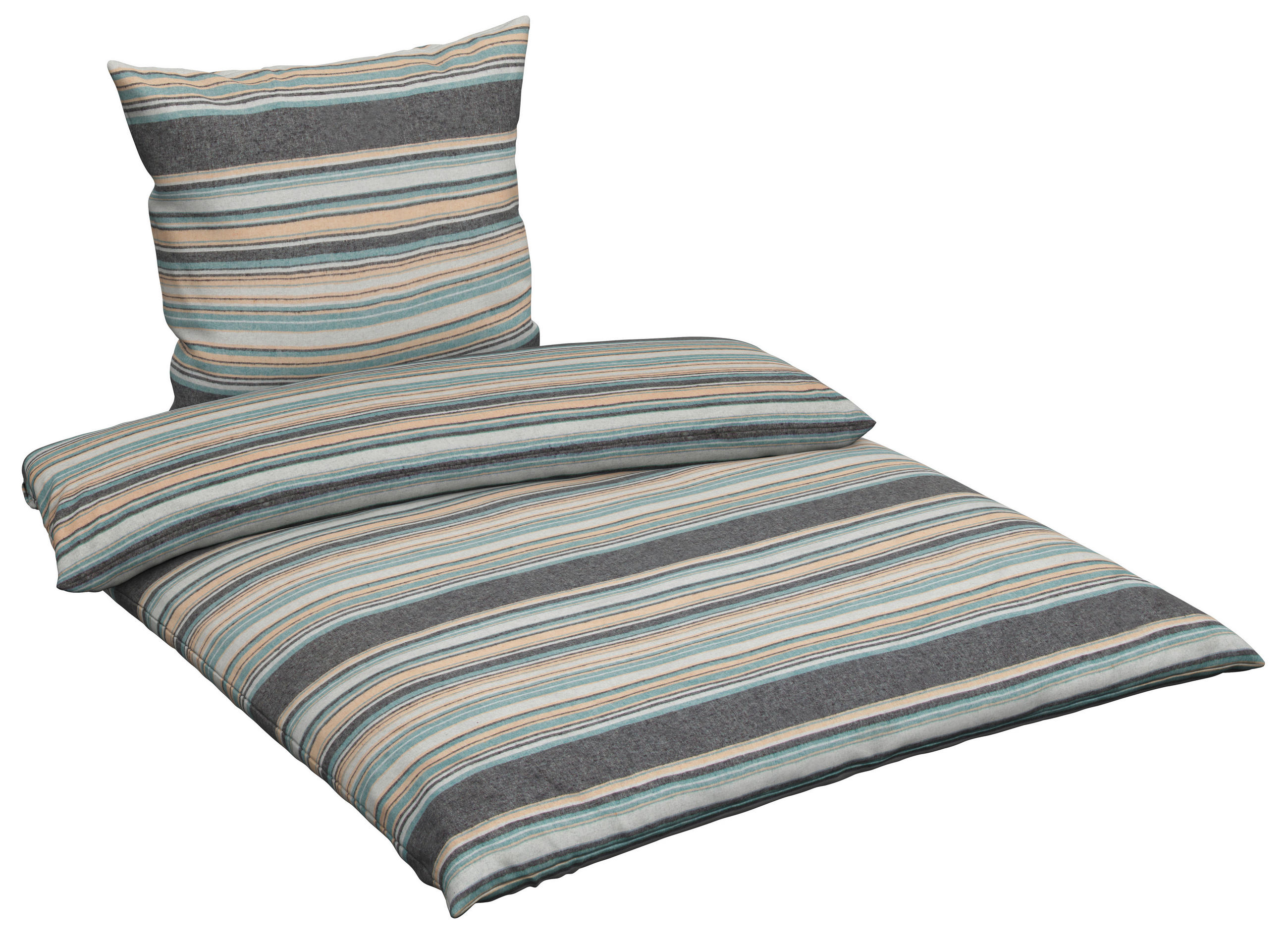 BETTWÄSCHE Flanell 155/220 cm  - Blau/Beige, Basics, Textil (155/220cm) - Novel