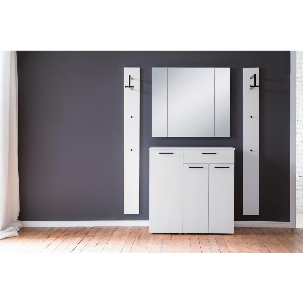 Thumbnail - Moderano Garderobe, Weiß, Holzwerkstoff, 4-teilig, 1 Schubladen, 160x200x38 cm, Typenauswahl, Beimöbel erhältlich, umfan...