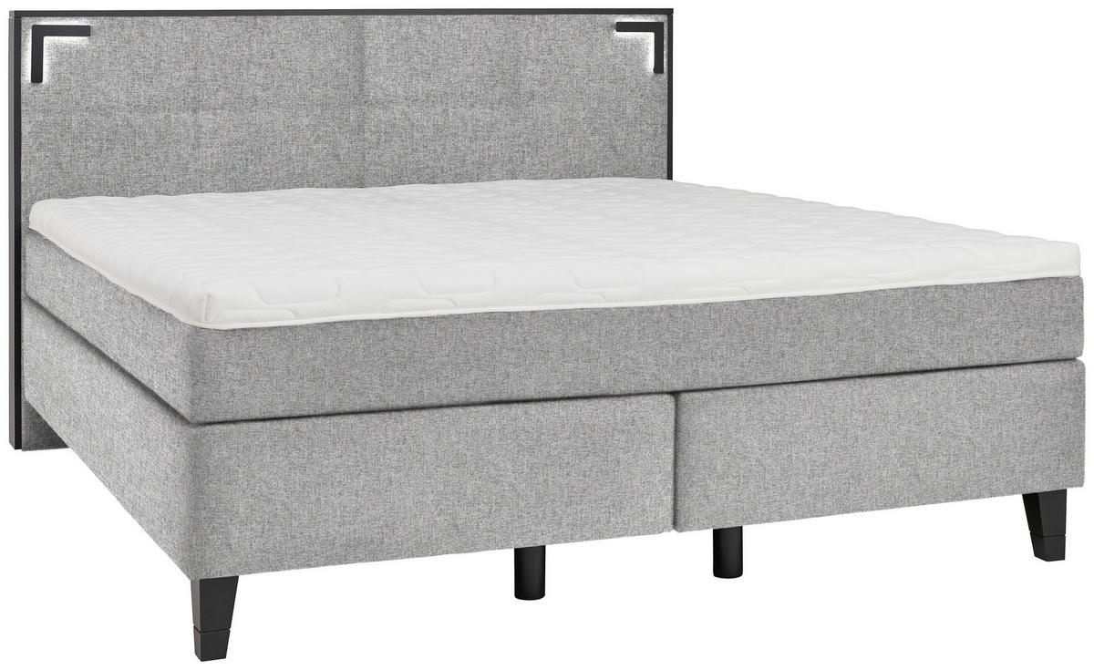BOXSPRINGBETT 180/200 cm  in Taupe  - Taupe/Schwarz, Design, Holz/Textil (180/200cm) - Hom`in