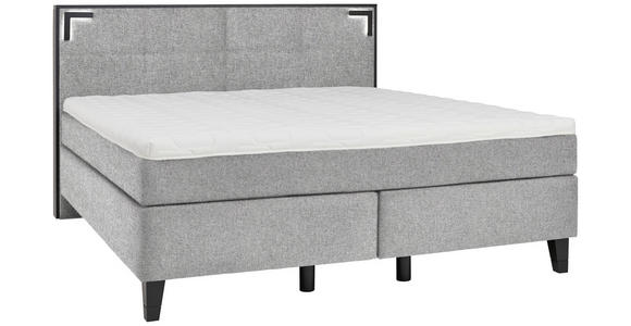 BOXSPRINGBETT 200/200 cm  in Taupe  - Taupe/Schwarz, Design, Holz/Textil (200/200cm) - Hom`in