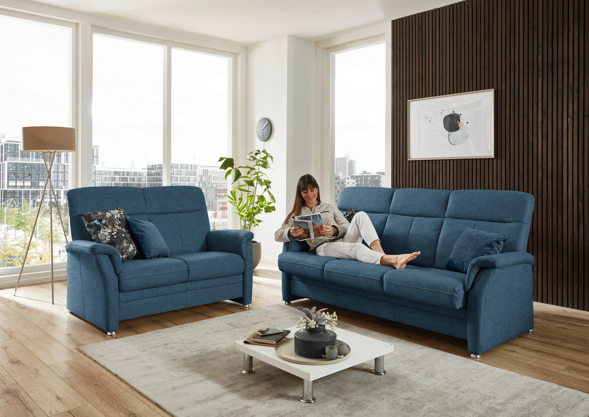 SITZGARNITUR Flachgewebe Blau  - Blau/Alufarben, Konventionell, Textil/Metall (142-194/100/89cm) - Beldomo Comfort
