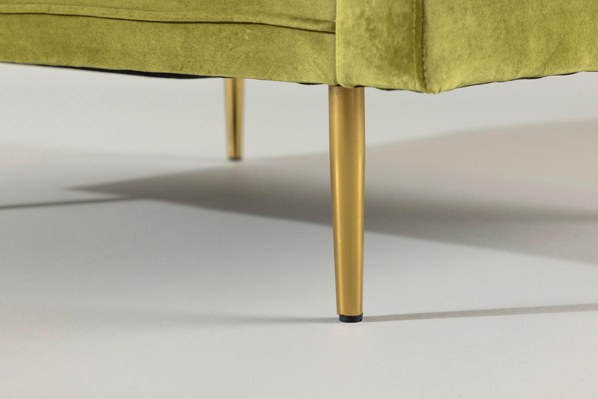 SESSEL in Velours Grün, Goldfarben  - Goldfarben/Grün, Design, Textil/Metall (110/84/86cm) - Livetastic