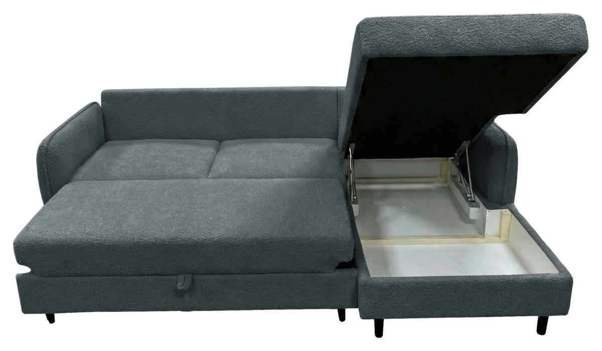 ECKSOFA LAPIT Grau Chenille Zierkissen, Rückenkissen, Bettkasten  - Schwarz/Grau, Design, Holz/Textil (240/170cm) - MID.YOU