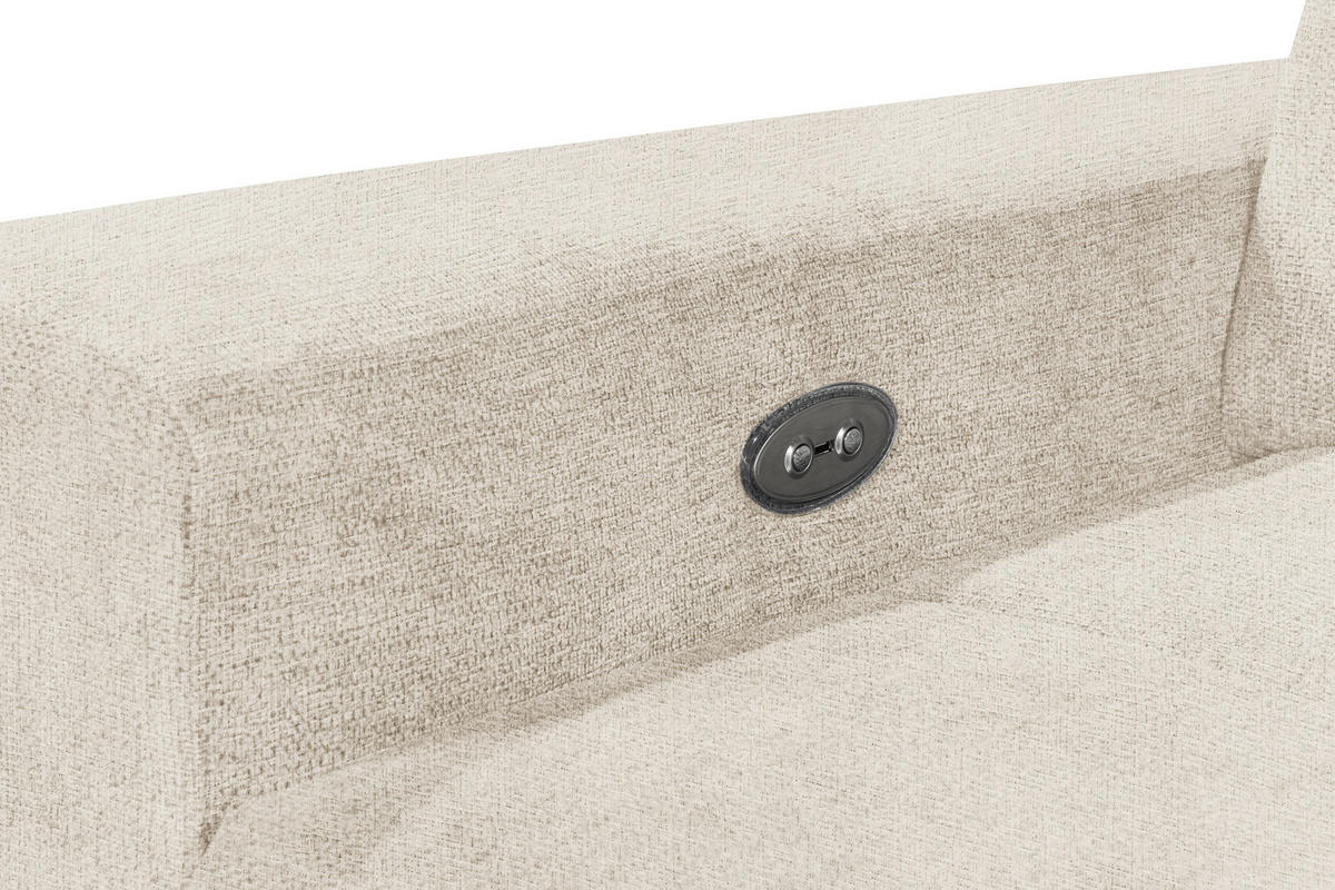 ECKSOFA SORELLA Creme Chenille Kopfteilverstellung, Sitztiefenverstellung  - Creme/Schwarz, Design, Kunststoff/Textil (328/182cm) - MID.YOU