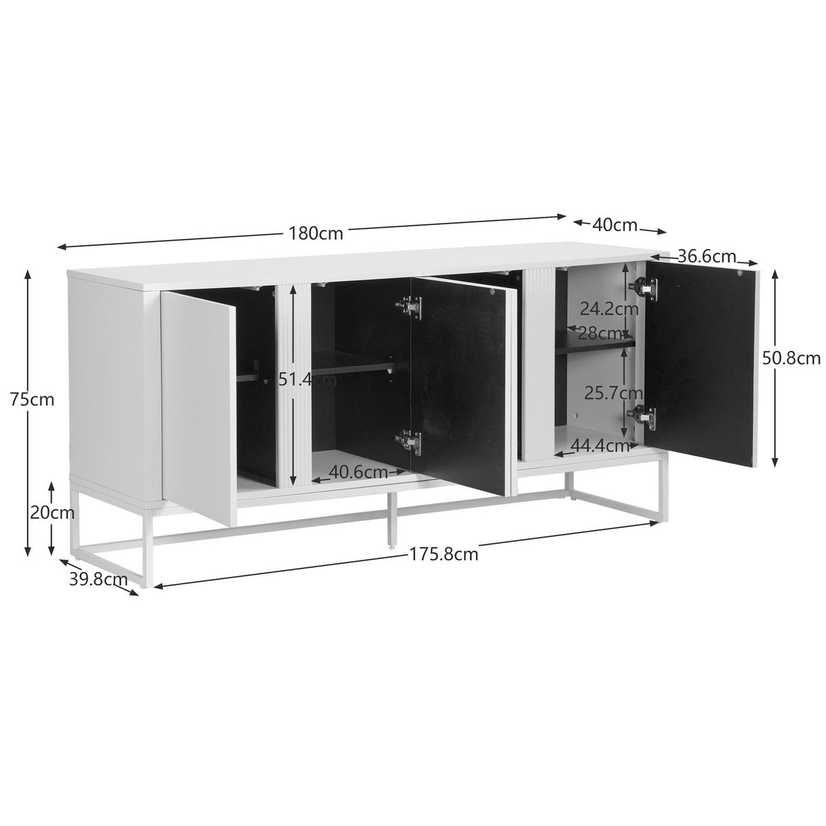 SIDEBOARD  180/75/40 cm  - Kaschmir, Trend, Holzwerkstoff/Metall (180/75/40cm) - Milino