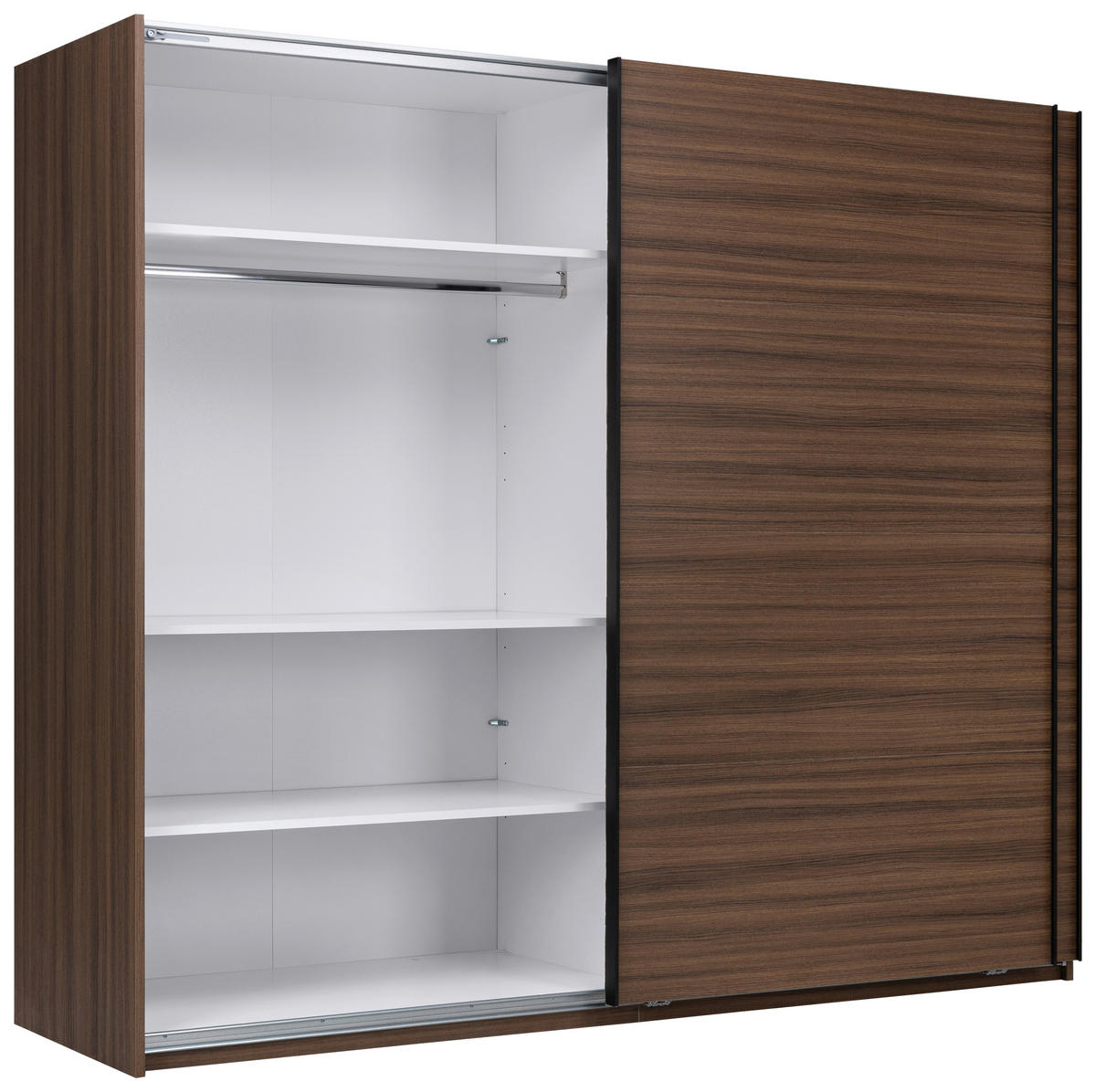 SCHIEBETÜRENSCHRANK 250/211,5/61,5 cm 2-türig Walnussfarben  - Walnussfarben/Schwarz, MODERN, Holzwerkstoff/Metall (250/211,5/61,5cm) - MID.YOU