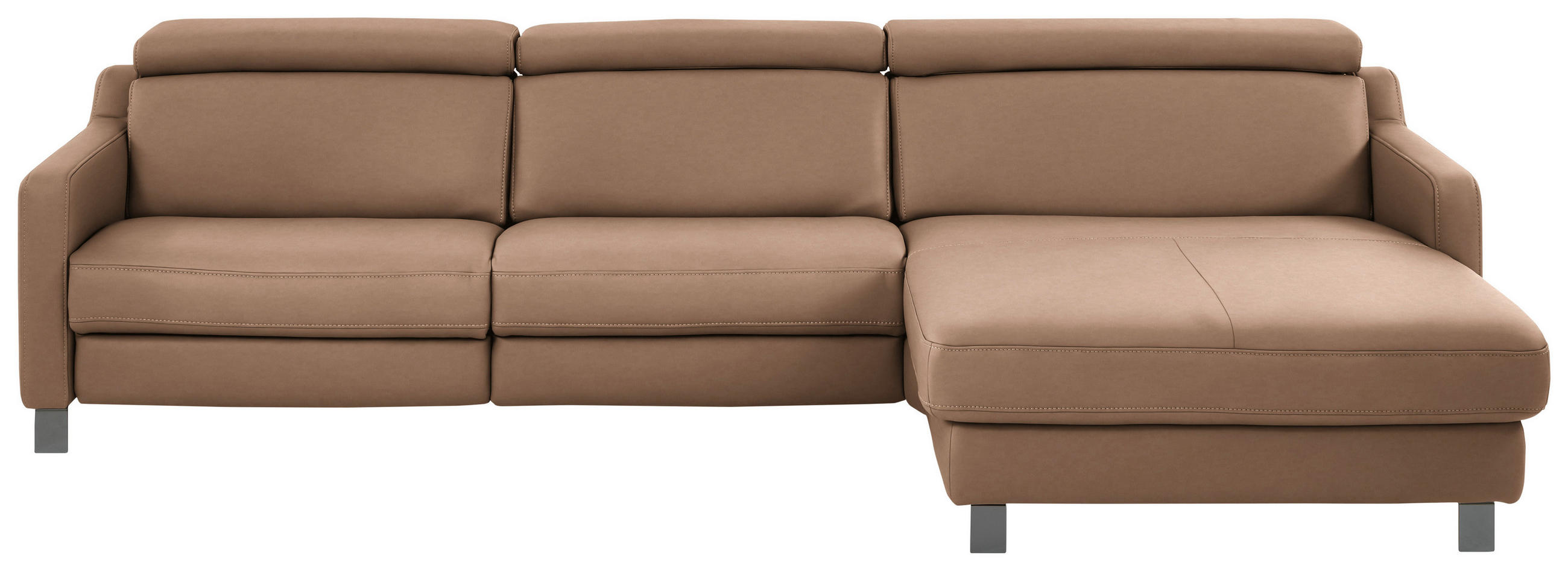 ECKSOFA in Echtleder Braun  - Schwarz/Braun, Design, Leder/Metall (291/176cm) - Valdera