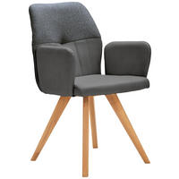 ARMLEHNSTUHL  in Lederlook, Webstoff  - Eichefarben/Anthrazit, Konventionell, Holz/Textil (57/87/63cm) - Valdera