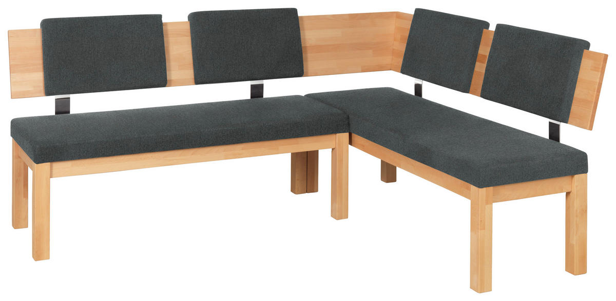 ECKBANK 200/160 cm  in Grau, Buchefarben  - Buchefarben/Grau, Natur, Holz/Textil (200/160cm) - Cantus