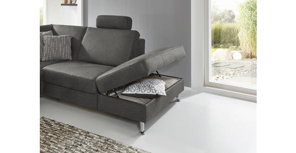 ECKSOFA in Mikrofaser Grau  - Alufarben/Grau, Design, Textil/Metall (275/242cm) - Dieter Knoll