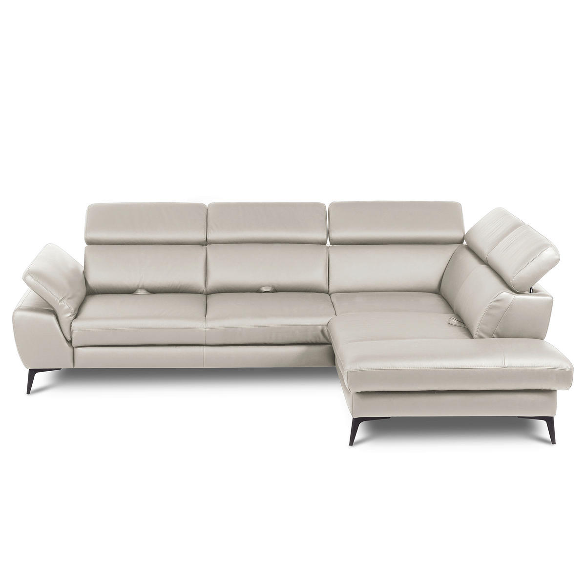 ECKSOFA  in Lederlook Echtleder Platinfarben  274/220 cm  - Platinfarben/Schwarz, Design, Leder/Textil (274/220cm) - Livetastic
