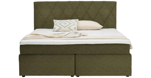 BOXSPRINGBETT 180/200 cm  in Olivgrün  - Schwarz/Olivgrün, Design, Kunststoff/Textil (180/200cm) - Xora