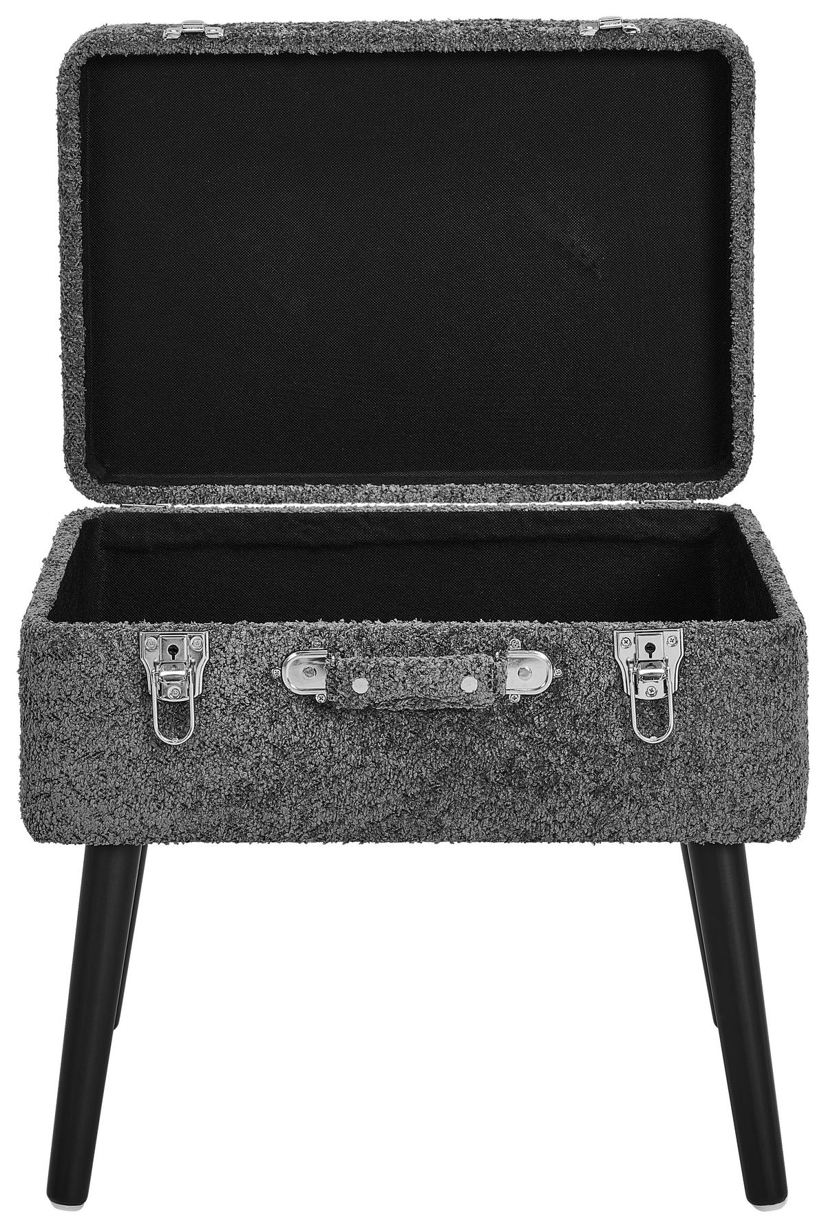 HOCKER Chenille Kiefer Grau  - Schwarz/Grau, Trend, Holz/Textil (50/46/35cm) - Xora
