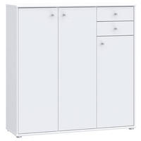 KOMMODE 108,8/111,1/34,8 cm  in Weiss  - Weiss/Alufarben, Design, Holzwerkstoff (108,8/111,1/34,8cm)