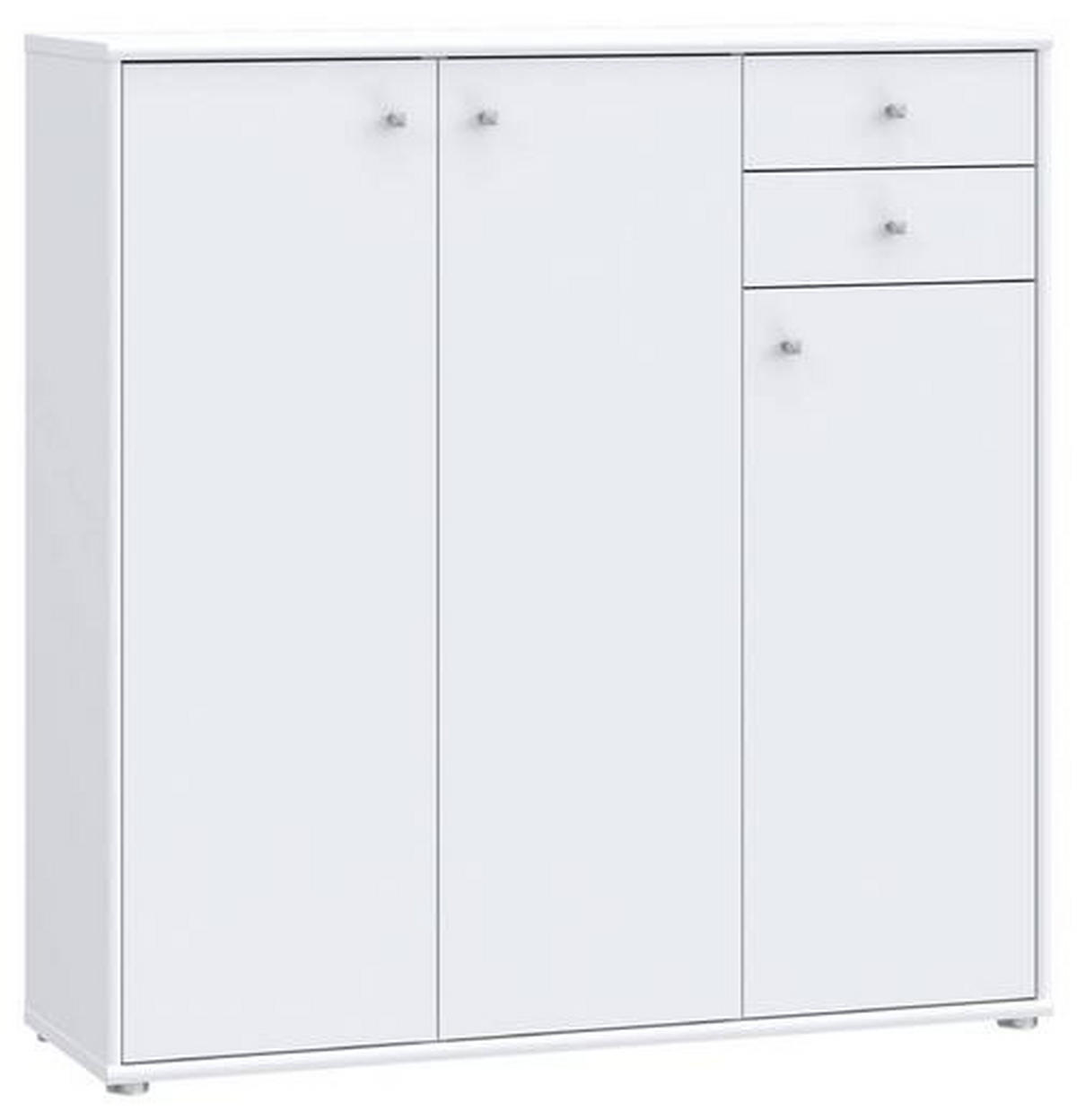 KOMMODE 108,8/111,1/34,8 cm  in Weiss  - Weiss/Alufarben, Design, Holzwerkstoff (108,8/111,1/34,8cm)