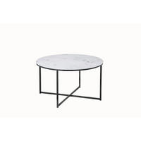 COUCHTISCH 80/80/45 cm rund Schwarz, Weiß  - Schwarz/Weiß, Design, Glas/Metall (80/80/45cm) - Livetastic