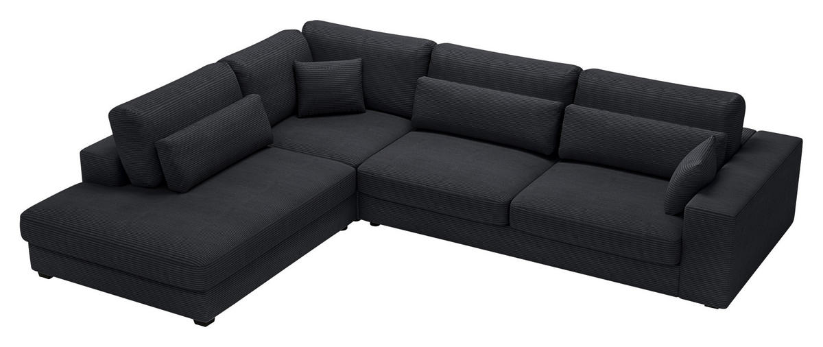 ECKSOFA Schwarz Cord  - Schwarz, KONVENTIONELL, Kunststoff/Textil (250/314cm) - Carryhome