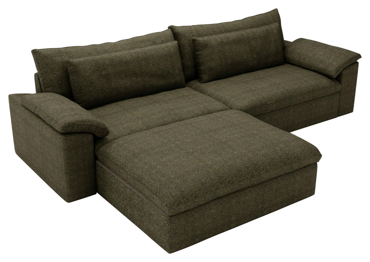 ECKSOFA  in Webstoff Grün  198/306 cm  - Schwarz/Grün, MODERN, Kunststoff/Textil (198/306cm) - Carryhome