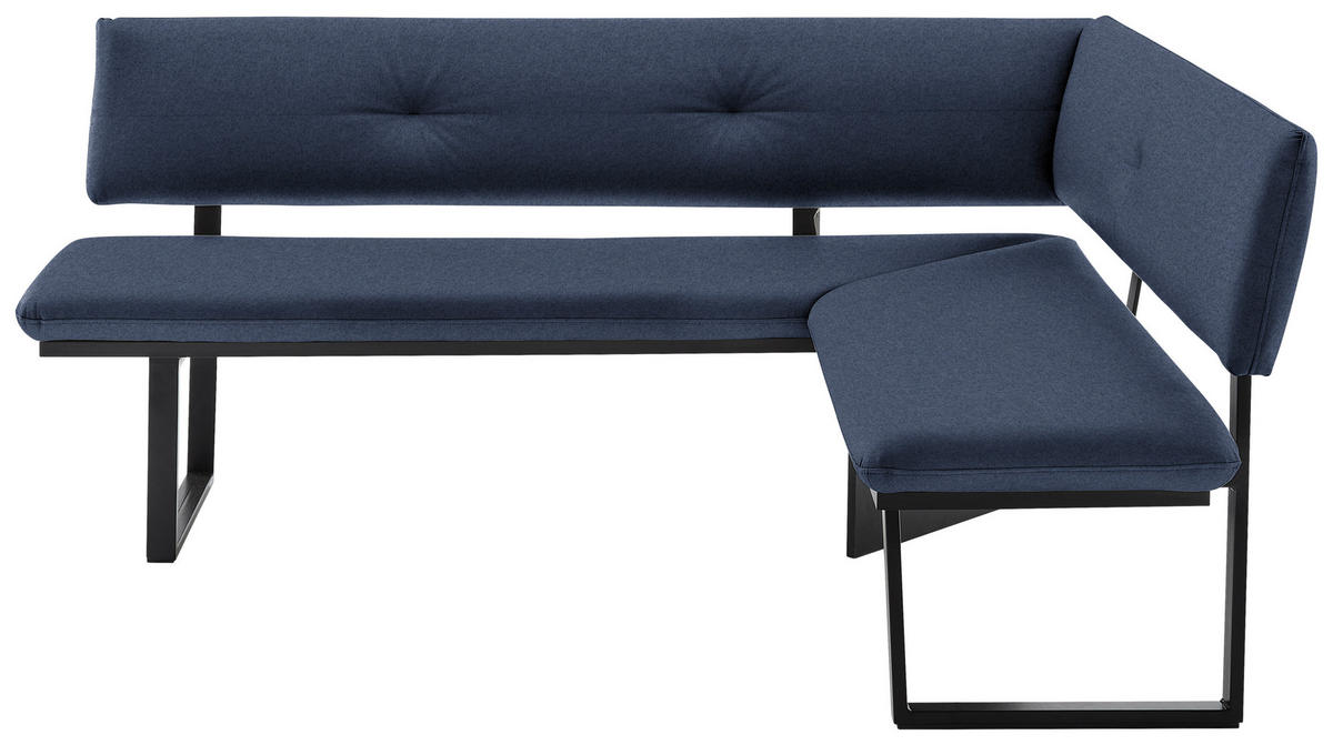 ECKBANK 180/140 cm  in Schwarz, Dunkelblau  - Schwarz/Dunkelblau, MODERN, Textil/Metall (180/140cm) - Cantus