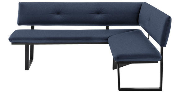 ECKBANK 190/150 cm in Schwarz, Dunkelblau - Schwarz/Dunkelblau, MODERN, Textil/Metall (190/150cm) - Cantus