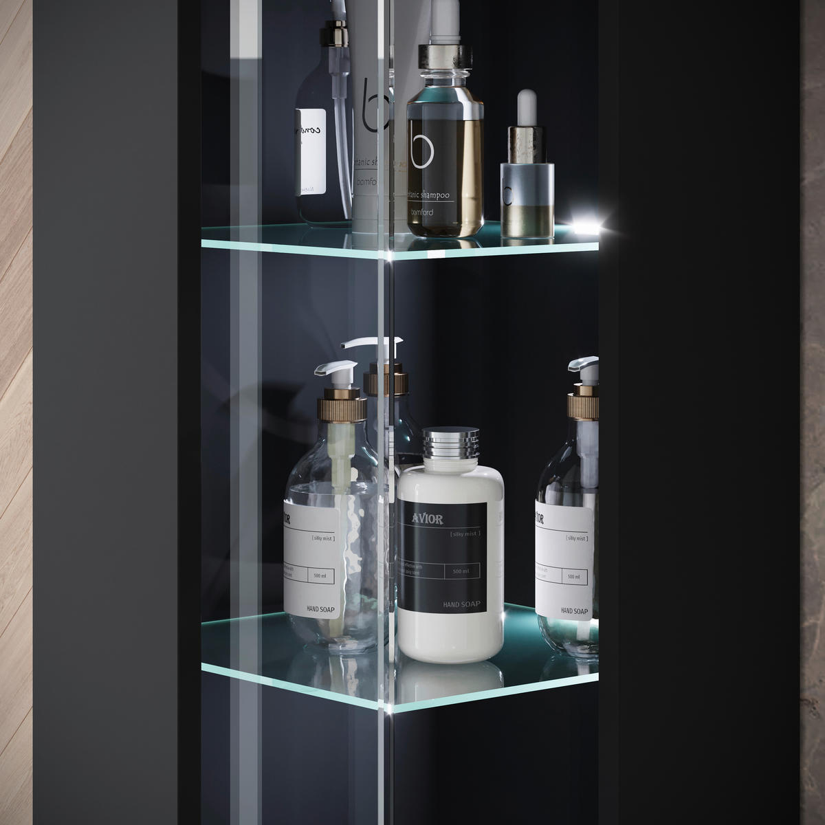 BADEZIMMER 5-teilig  in 120,4 cm  - Schwarz/Weiß, Trend, Glas/Keramik (120,4cm) - P & B