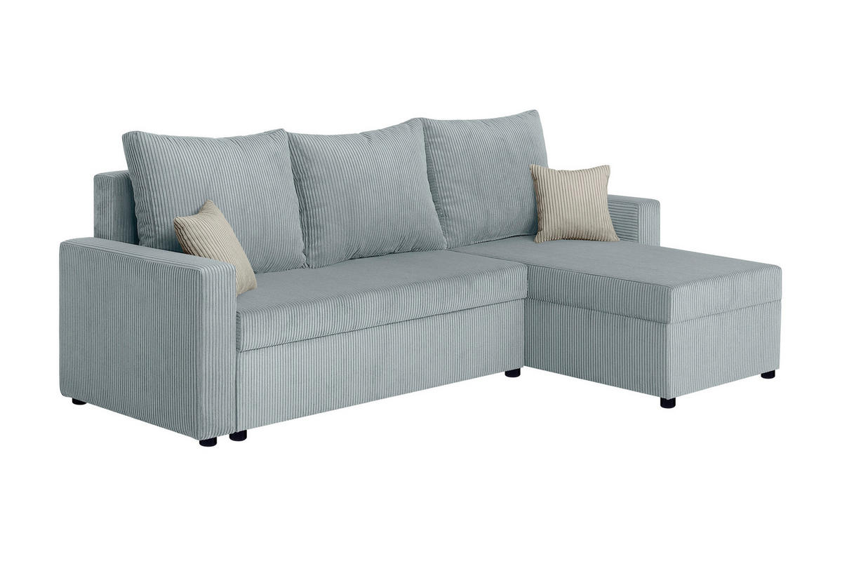 ECKSOFA Mintgrün Cord  - Creme/Schwarz, Design, Kunststoff/Textil (228/147cm) - P & B