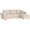 ECKSOFA in Flachgewebe Creme  - Eichefarben/Creme, KONVENTIONELL, Holz/Textil (265/159cm) - Carryhome