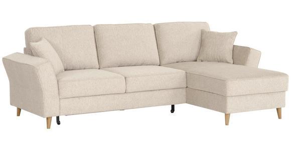 ECKSOFA in Flachgewebe Creme  - Eichefarben/Creme, KONVENTIONELL, Holz/Textil (265/159cm) - Carryhome