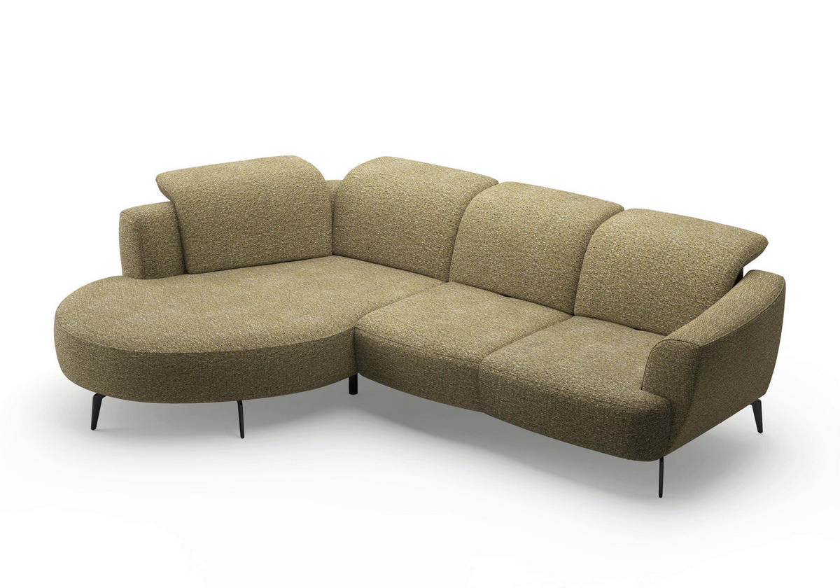 ECKSOFA ZOE E Olivgrün Chenille  - Schwarz/Olivgrün, KONVENTIONELL, Textil/Metall (199/309cm) - Sit & More