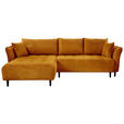ECKSOFA Currygelb Chenille - Currygelb/Schwarz, KONVENTIONELL, Holz/Textil (160/290cm) - Carryhome