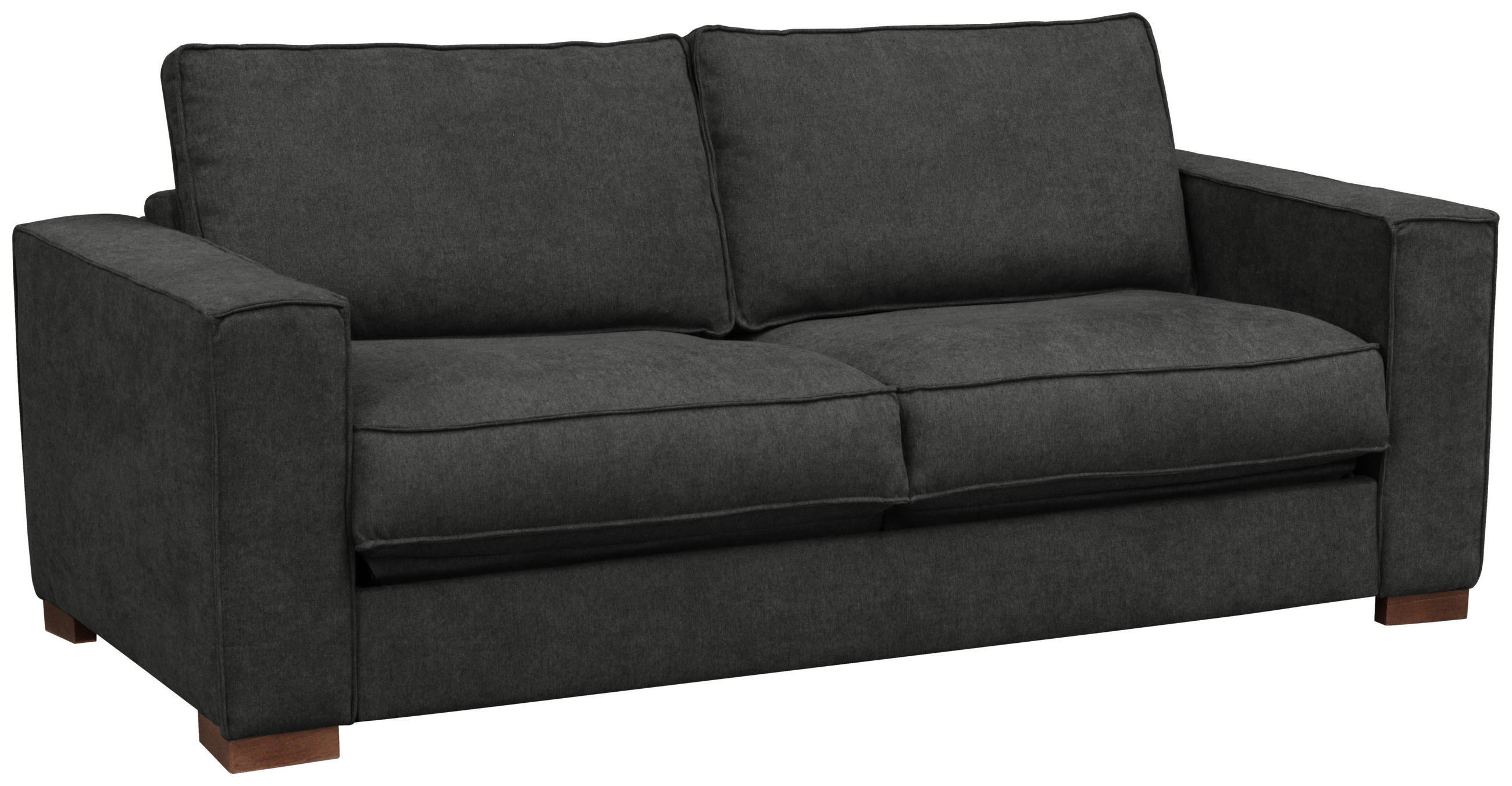 SCHLAFSOFA Webstoff Anthrazit Lederauswahl, Stoffauswahl, Bettfunktion erhältlich, Rücken echt  - Dunkelbraun/Anthrazit, Design, Holz/Textil (203/85/99cm) - MID.YOU