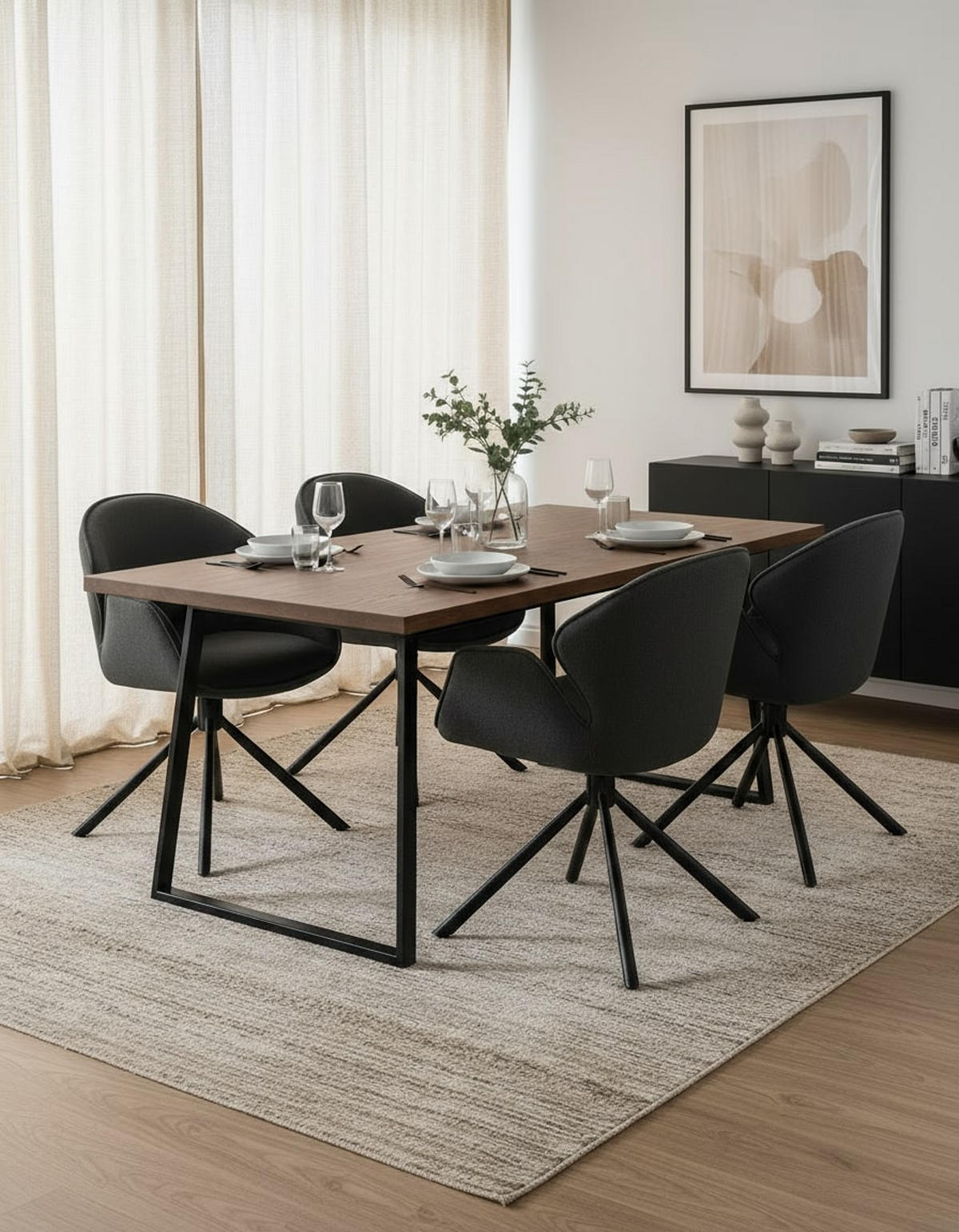 ARMLEHNSTUHL  in Eisen Flachgewebe  - Anthrazit/Schwarz, MODERN, Textil/Metall (45/90/65cm) - Livetastic