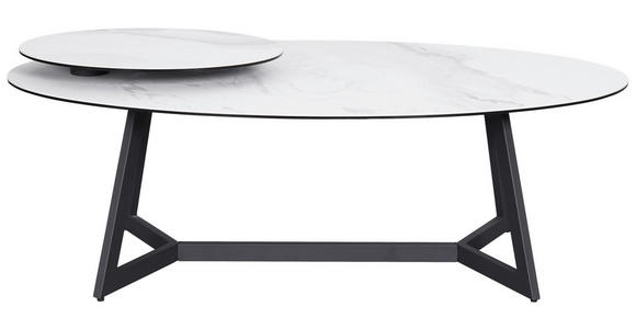 COUCHTISCH ESG 130/70/48 cm oval Anthrazit, Weiß  - Anthrazit/Weiß, Design, Glas/Keramik (130/70/48cm) - Dieter Knoll