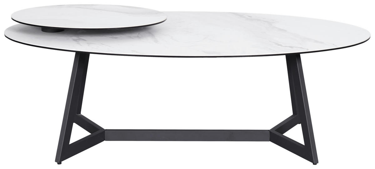 COUCHTISCH ESG 130/70/48 cm oval Anthrazit, Weiß  - Anthrazit/Weiß, Design, Glas/Keramik (130/70/48cm) - Dieter Knoll