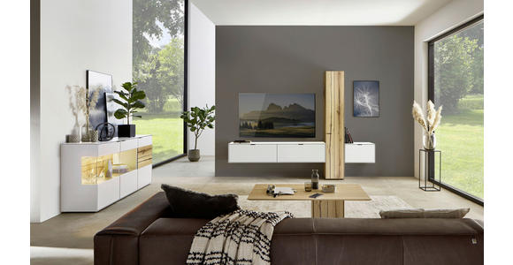 WOHNWAND in Weiß, Eichefarben 309,3/205,5/37,1 cm - Eichefarben/Weiß, Design, Holz/Holzwerkstoff (309,3/205,5/37,1cm) - Dieter Knoll