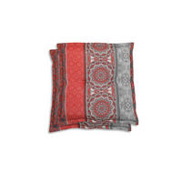 GARTENHOCKERAUFLAGE 2er-Set in Grau, Rot, Dunkelgrau Ornament  - Dunkelgrau/Rot, Basics, Textil (50/7/50cm)