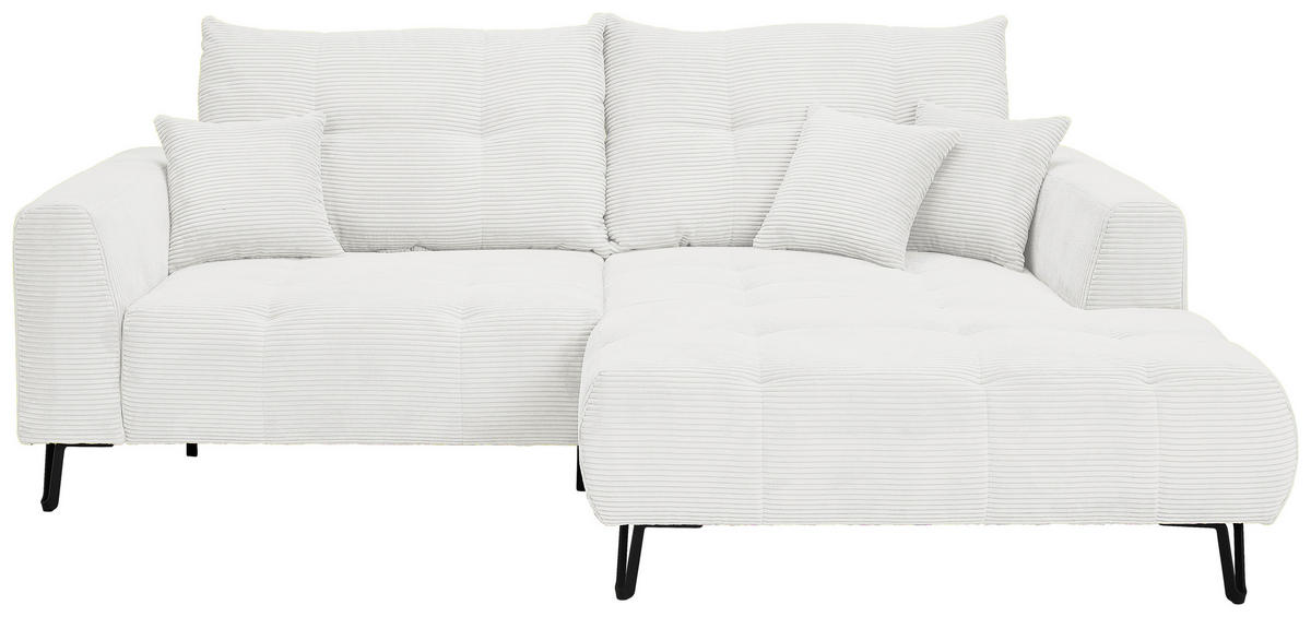 ECKSOFA in Cord Weiss  - Weiss/Schwarz, Konventionell, Textil/Metall (250/185cm) - Carryhome