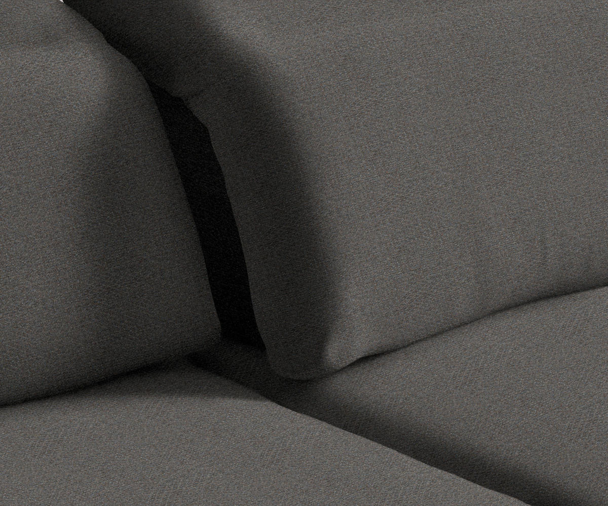 ECKSOFA in Chenille Dunkelgrau  - Dunkelgrau/Schwarz, Design, Textil/Metall (289/180cm) - Stylife