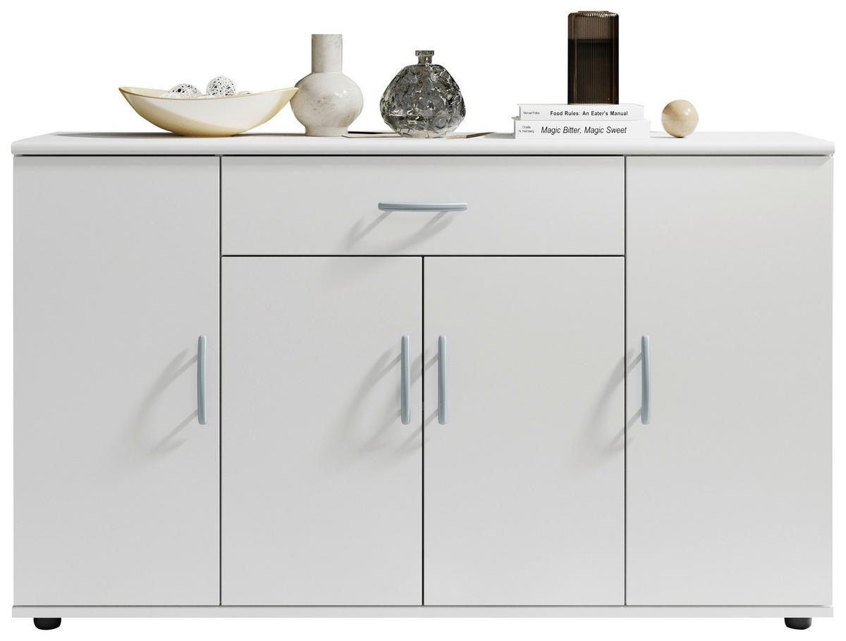KOMODA  118/70/30 cm  bela  - bela/srebrna, Konvencionalno, pločasti materijal/plastika (118/70/30cm) - Carryhome