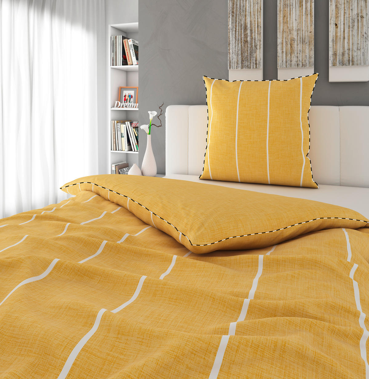 WENDEBETTWÄSCHE Renforcé 135/200 cm  - Gelb, KONVENTIONELL, Textil (135/200cm) - Novel