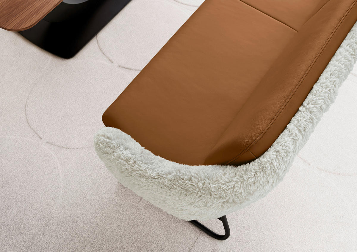 SITZBANK 219/87/78 cm  in Braun, Beige  - Beige/Schwarz, Design, Leder/Textil (219/87/78cm) - Koinor