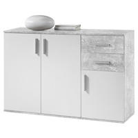 KOMODA, siva, bela  - srebrne barve/siva, Design, umetna masa/leseni material (120/82/35cm) - Boxxx