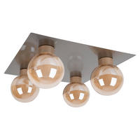 DECKENLEUCHTE DONIKA 40/40/18 cm   - Silberfarben, Trend, Glas/Metall (40/40/18cm) - Näve