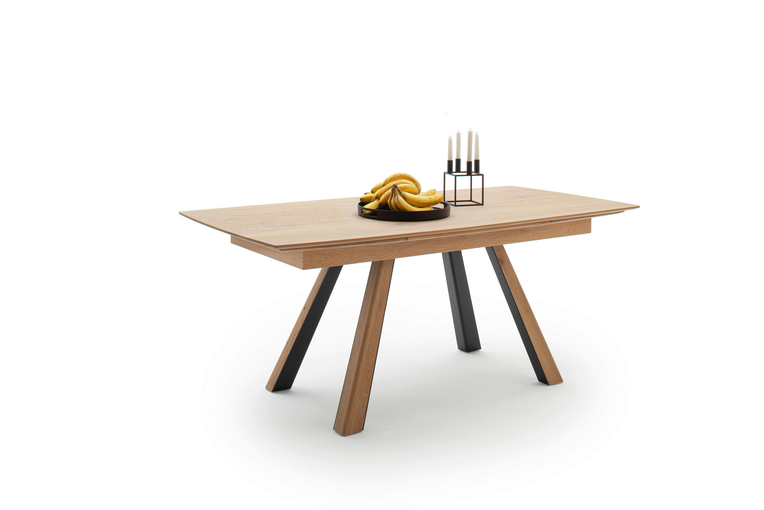 TABLE in Holz, Metall 190-290/95/76 cm  - Eichefarben/Schwarz, Design, Holz/Metall (190-290/95/76cm) - Schöner Wohnen